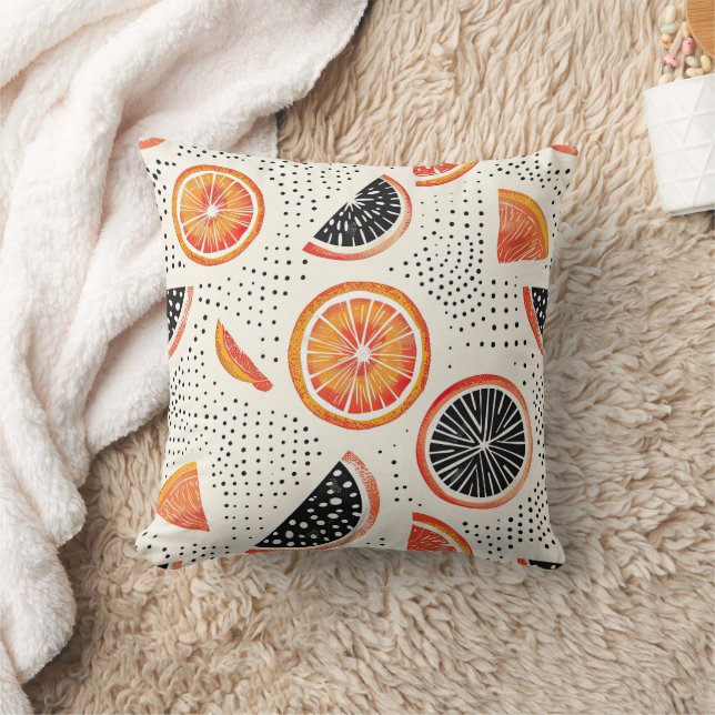 Bold Citrus Slice Stripes (2) Cushion (Blanket)