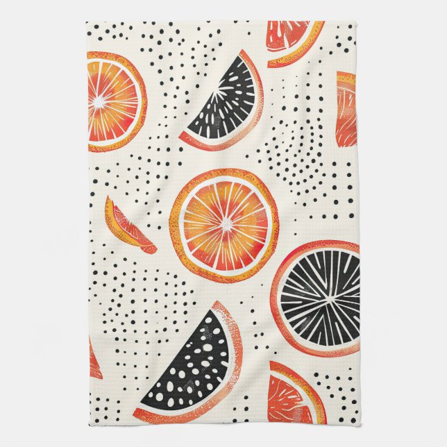 Bold Citrus Slice Stripes (2) Tea Towel (Vertical)
