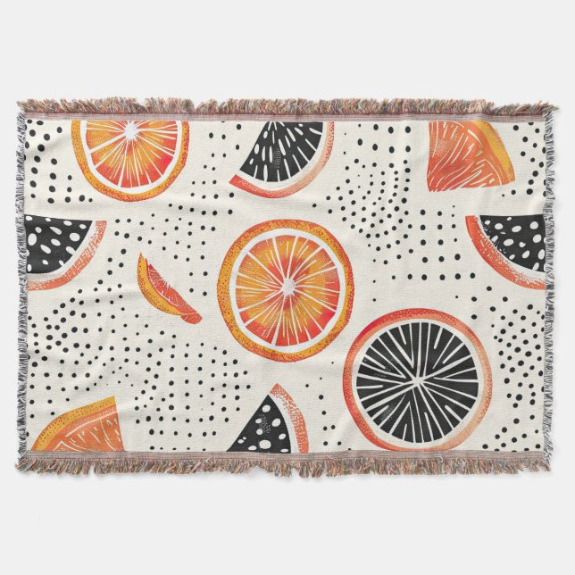 Bold Citrus Slice Stripes (2) Throw Blanket (Front)