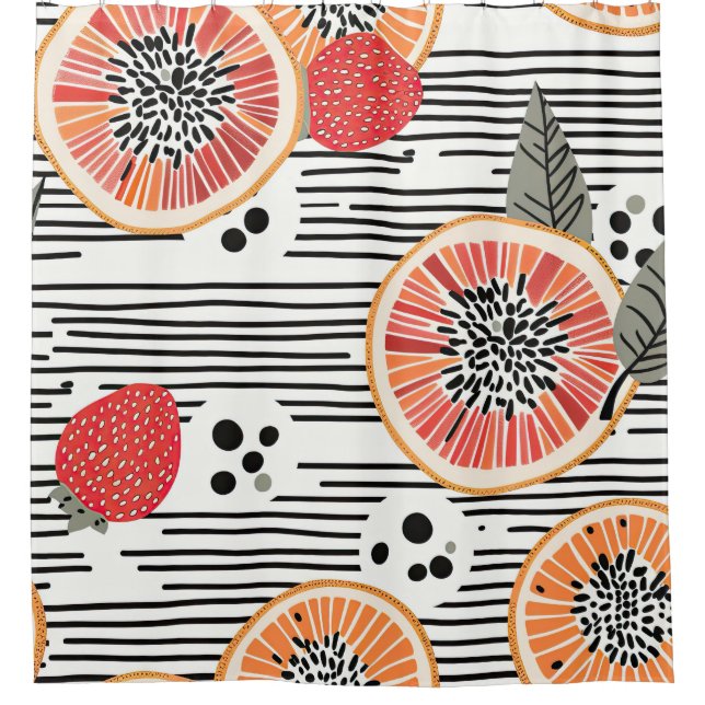 Bold Citrus Slice Stripes (3) Shower Curtain (Front)