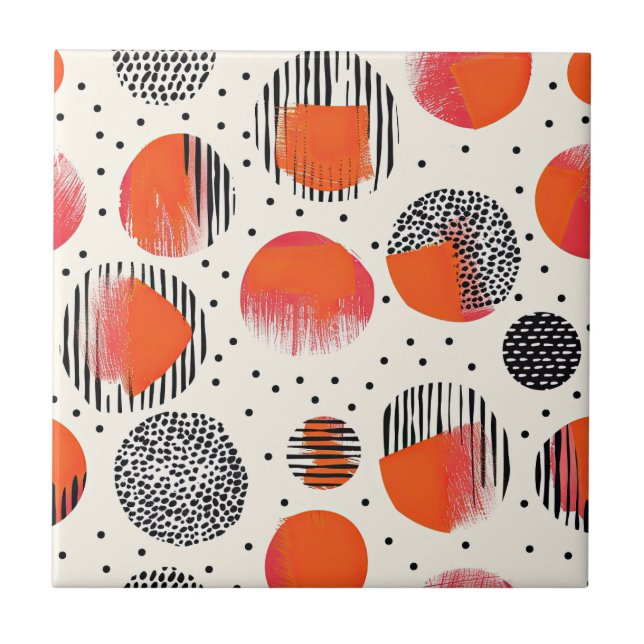 Bold Citrus Slice Stripes (4) Ceramic Tile (Front)