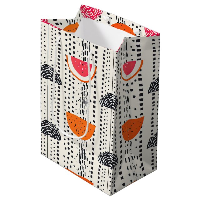Bold Citrus Slice Stripes (4) Medium Gift Bag (Front Angled)