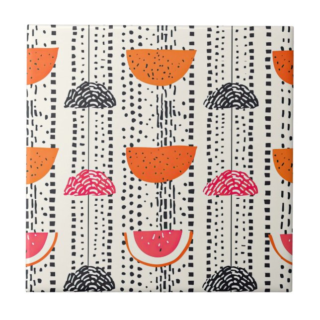 Bold Citrus Slice Stripes (5) Ceramic Tile (Front)