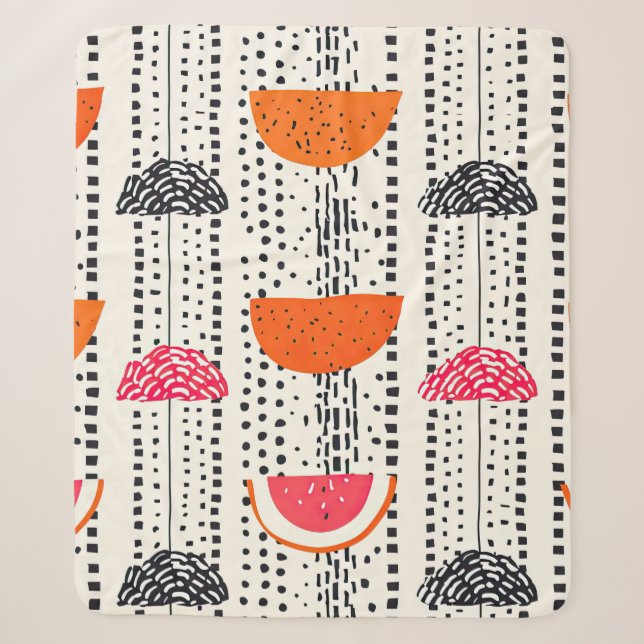 Bold Citrus Slice Stripes (5) Sherpa Blanket (Front)