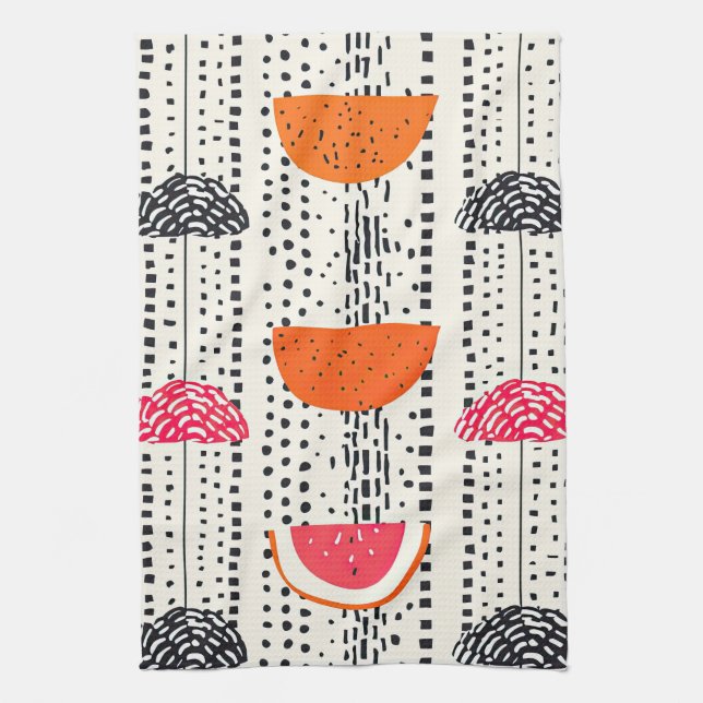 Bold Citrus Slice Stripes (5) Tea Towel (Vertical)