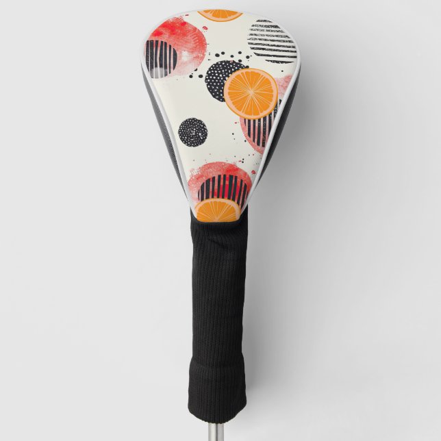 Bold Citrus Slice Stripes (6) Golf Head Cover (Front)