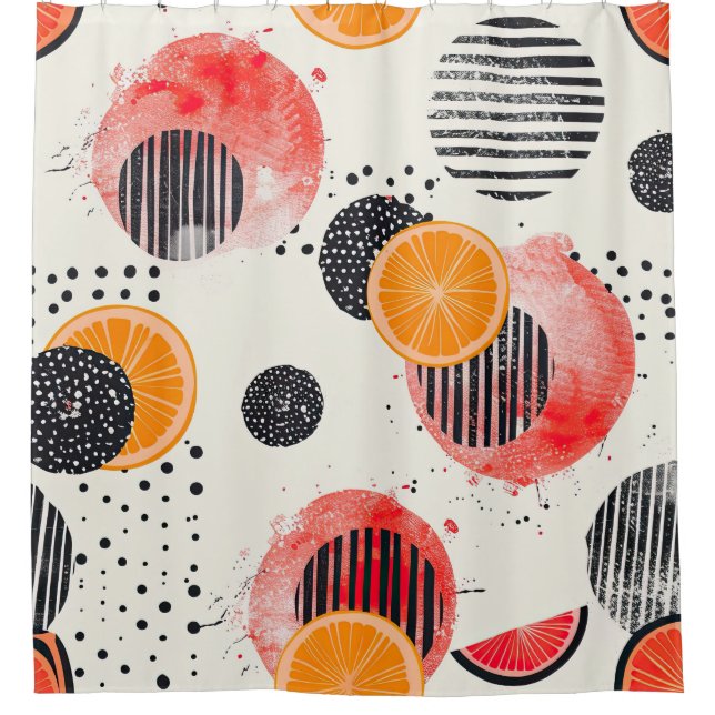 Bold Citrus Slice Stripes (6) Shower Curtain (Front)