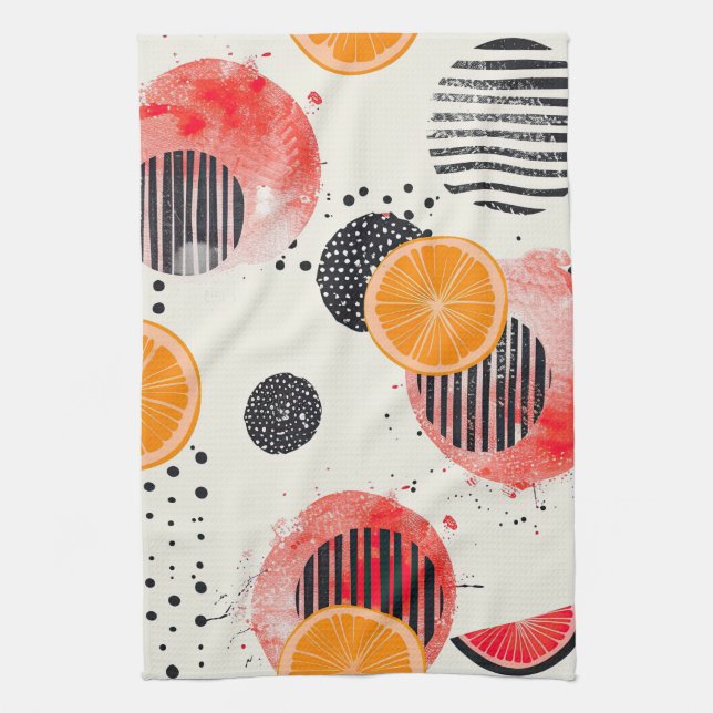 Bold Citrus Slice Stripes (6) Tea Towel (Vertical)