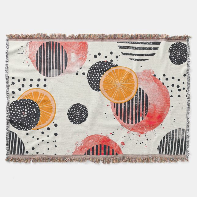 Bold Citrus Slice Stripes (6) Throw Blanket (Front)