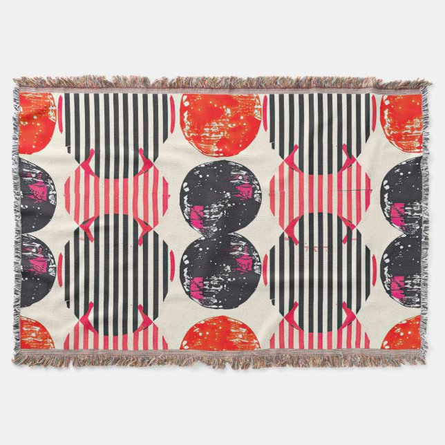 Bold Citrus Slice Stripes (7) Throw Blanket (Front)
