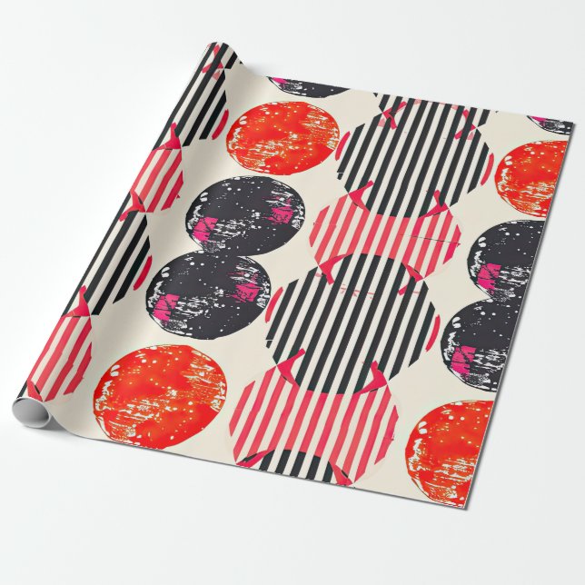 Bold Citrus Slice Stripes (7) Wrapping Paper (Unrolled)