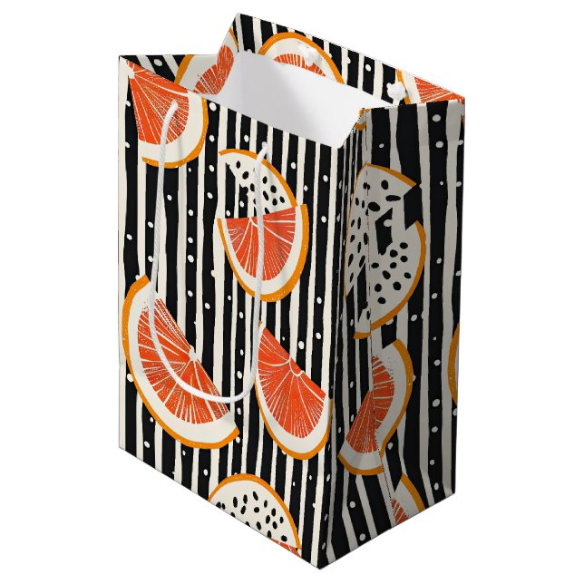 Bold Citrus Slice Stripes (8) Medium Gift Bag (Front Angled)