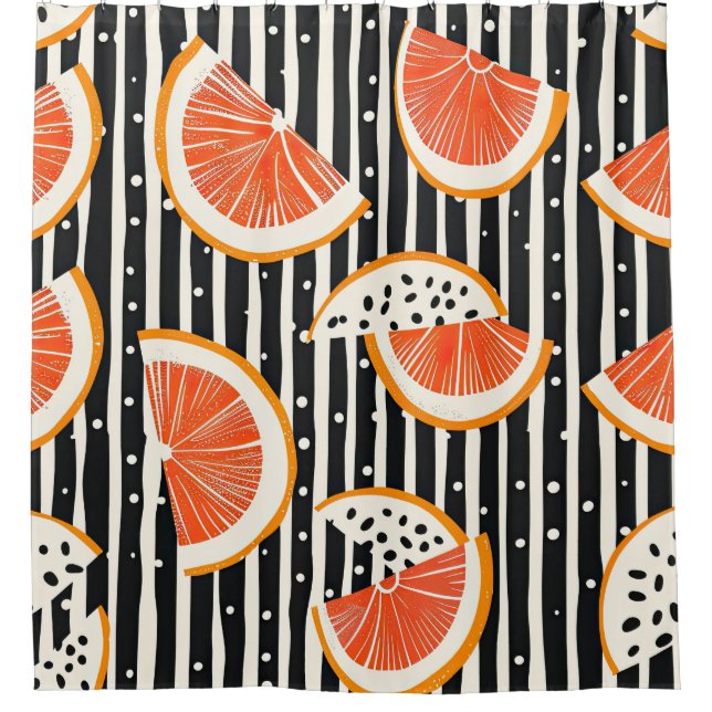 Bold Citrus Slice Stripes (8) Shower Curtain (Front)