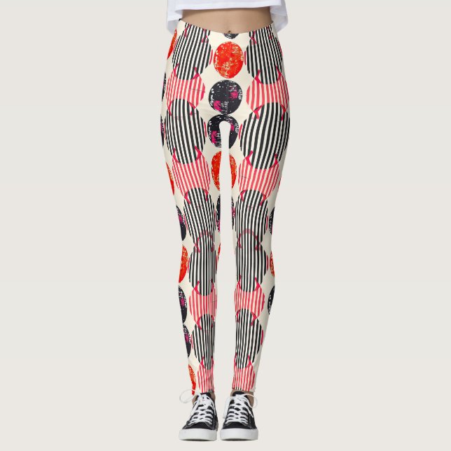 Bold Citrus Slice Stripes (9) Leggings (Front)