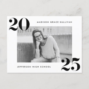 Bold Class of 2024 Black Photo Graduation Party Invitation Postcard
