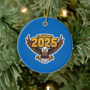 Bold Class of 2025 High School Eagle Mascot Ceramic Ornament