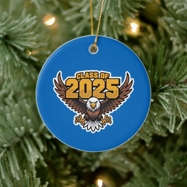 Bold Class of 2025 High School Eagle Mascot  Ceramic Ornament (Tree)
