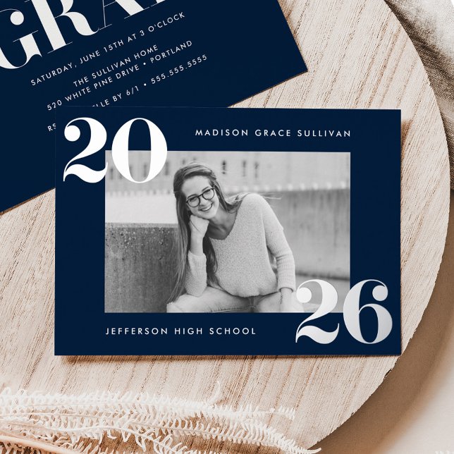 Bold Class of 2025 Navy Photo Graduation (Creator Uploaded)