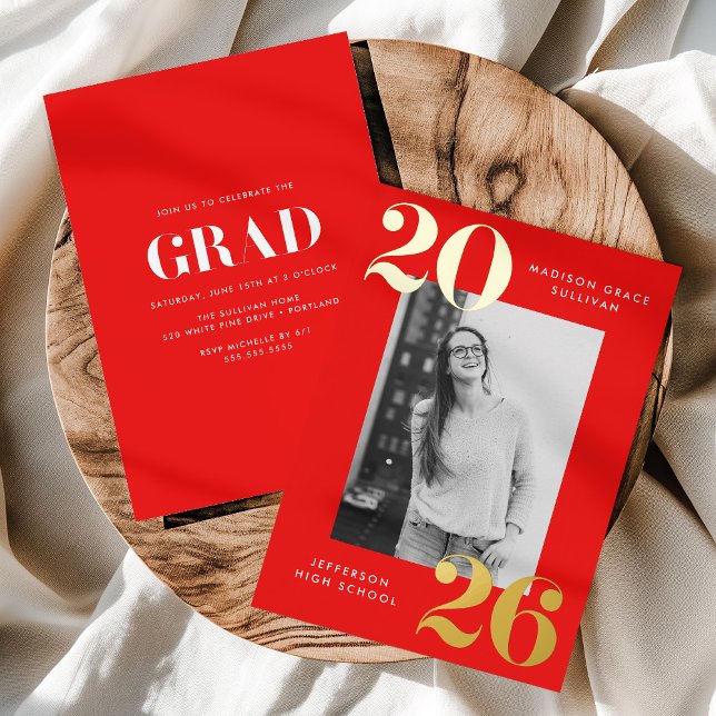 Bold Class of 2025 Red Photo Graduation (Creator Uploaded)