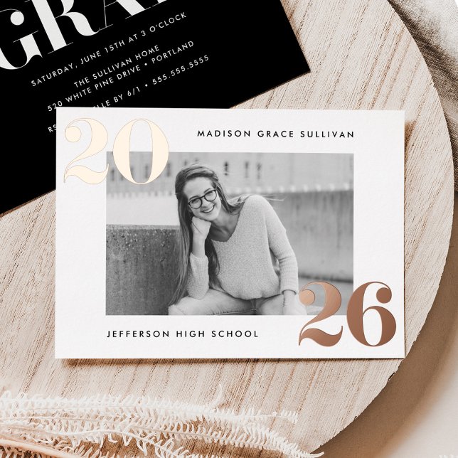 Bold Class of 2025 Rose Gold Photo Graduation (Creator Uploaded)