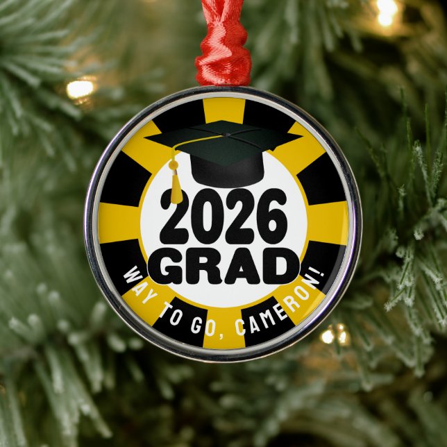 Bold Class of 2026 Graduation Metal Ornament (Tree)