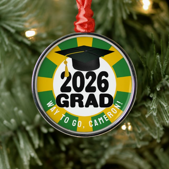 Bold Class of 2026 Graduation Metal Ornament (Tree)