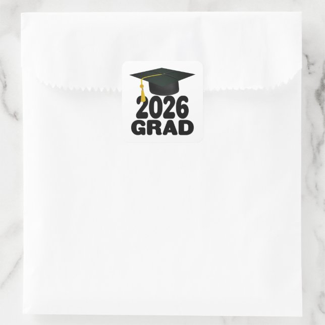 Bold Class of 2026 Graduation  Square Sticker (Bag)