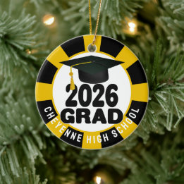 Bold Class of 2026 Photo Graduation Ceramic Ornament
