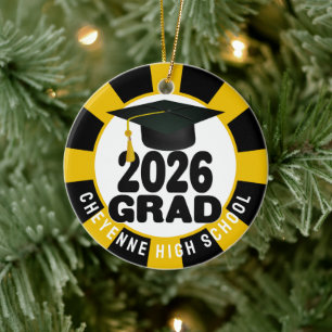 Bold Class of 2026 Photo Graduation Ceramic Ornament