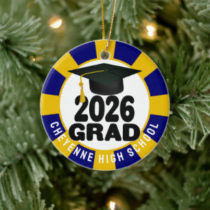 Bold Class of 2026 Photo Graduation Ceramic Ornament