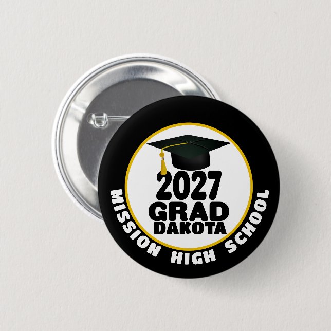 Bold Class of 2027 Graduation 6 Cm Round Badge (Front & Back)