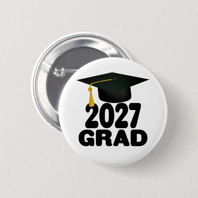 Bold Class of 2027 Graduation 6 Cm Round Badge (Front & Back)