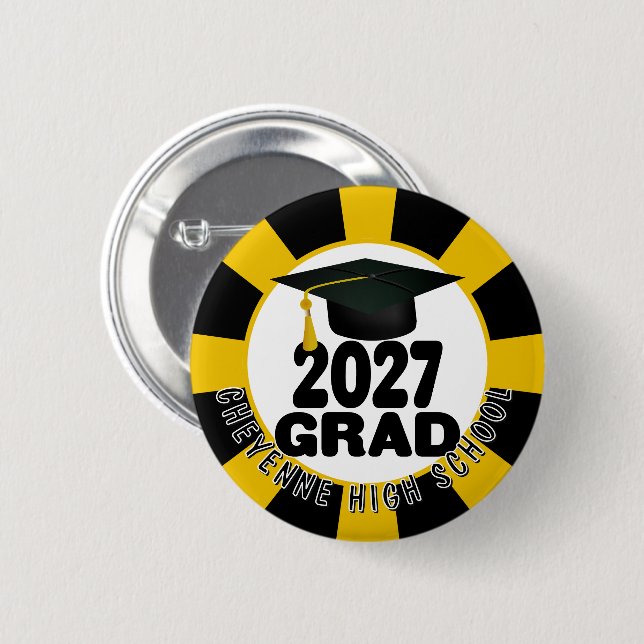 Bold Class of 2027 Graduation 6 Cm Round Badge (Front & Back)