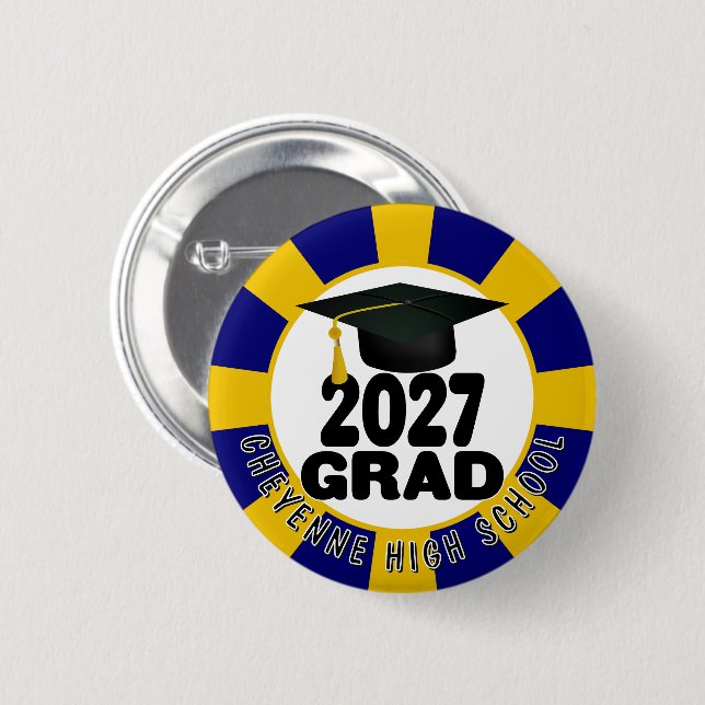 Bold Class of 2027 Graduation 6 Cm Round Badge (Front & Back)
