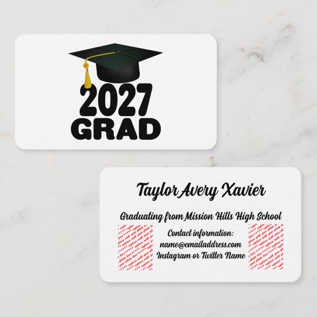 Bold Class of 2027 Graduation Enclosure Card (Front/Back)