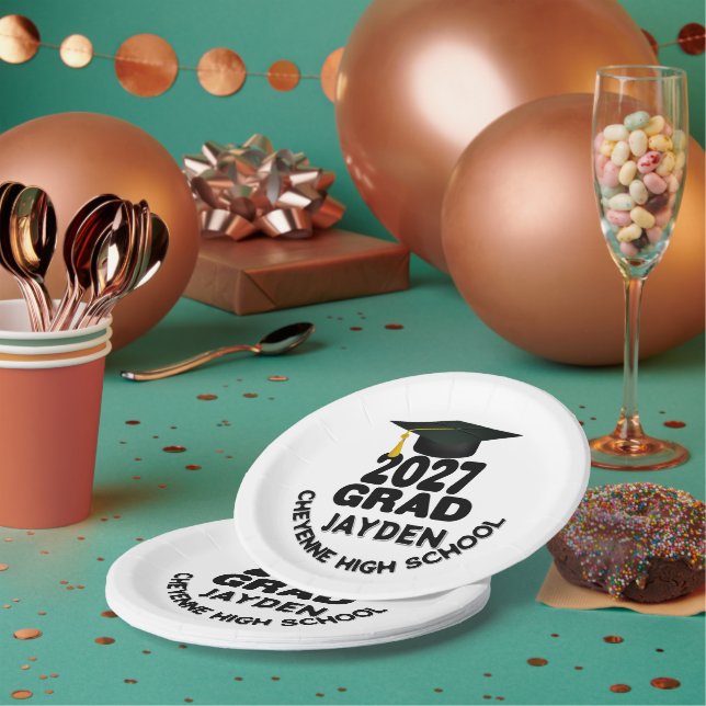 Bold Class of 2027 Graduation Paper Plate (Multi)