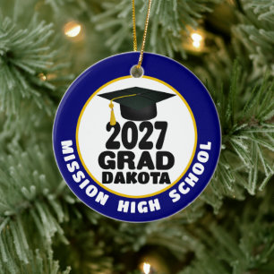 Bold Class of 2027 Photo Graduation Ceramic Ornament