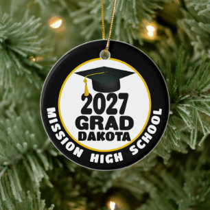 Bold Class of 2027 Photo Graduation Ceramic Ornament