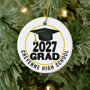 Bold Class of 2027 Photo Graduation Ceramic Ornament