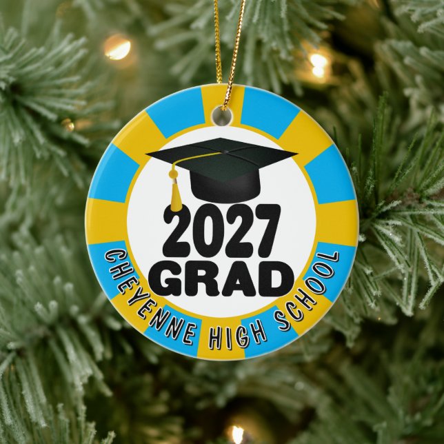 Bold Class of 2027 Photo Graduation Ceramic Ornament (Tree)