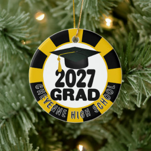 Bold Class of 2027 Photo Graduation Ceramic Ornament