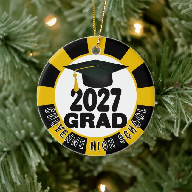 Bold Class of 2027 Photo Graduation Ceramic Ornament (Tree)