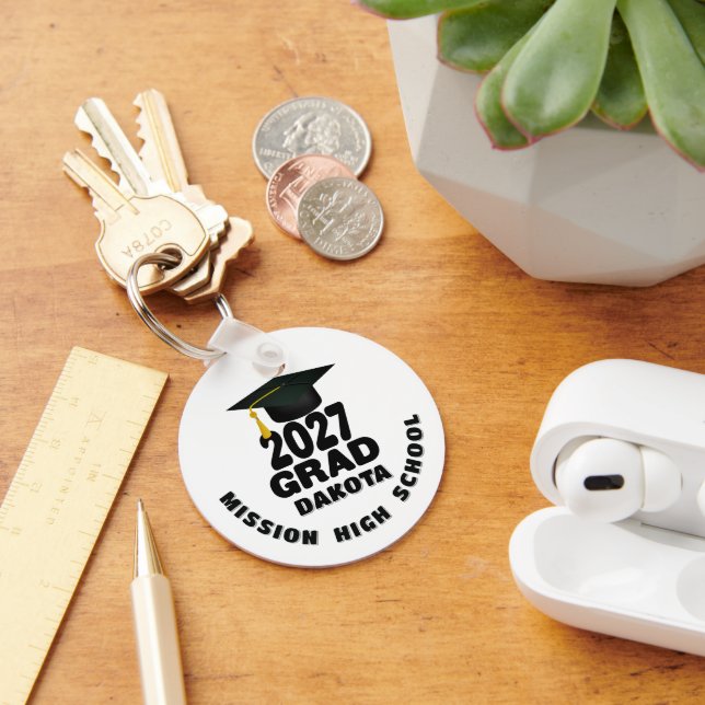 Bold Class of 2027 Photo Graduation Key Ring (Desk)