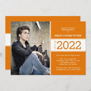 Bold Class Year Deep Orange Photo Graduation Announcement