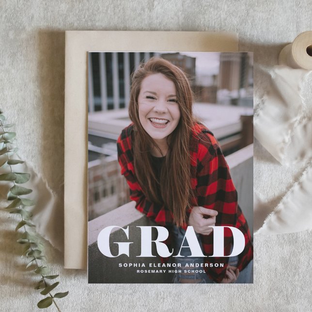 Bold Classic Typography Photo Graduation Invitation (Creator Uploaded)