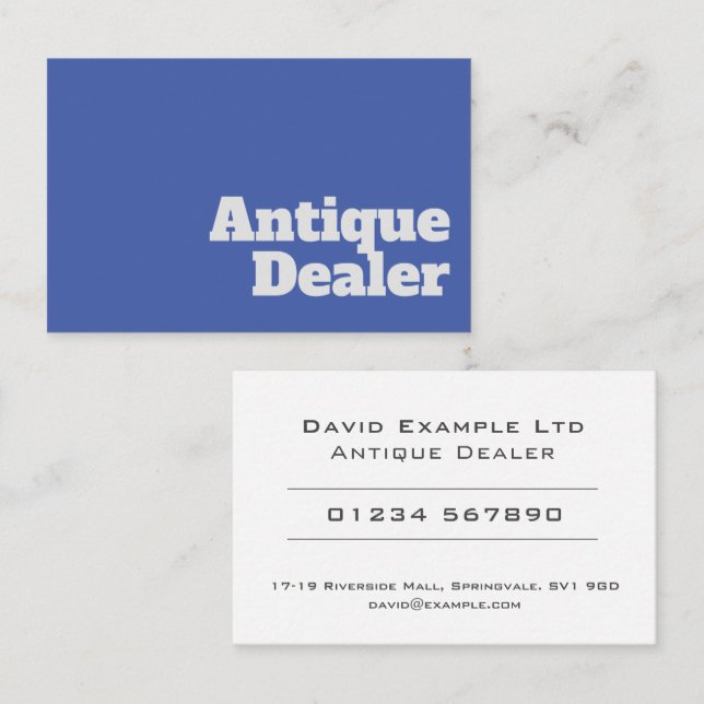 Bold & Clear Antique Dealer Business Card (Front/Back)