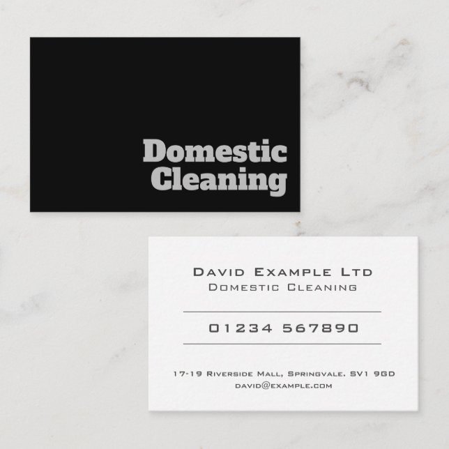 Bold & Clear Domestic Cleaning Design Business Card (Front/Back)