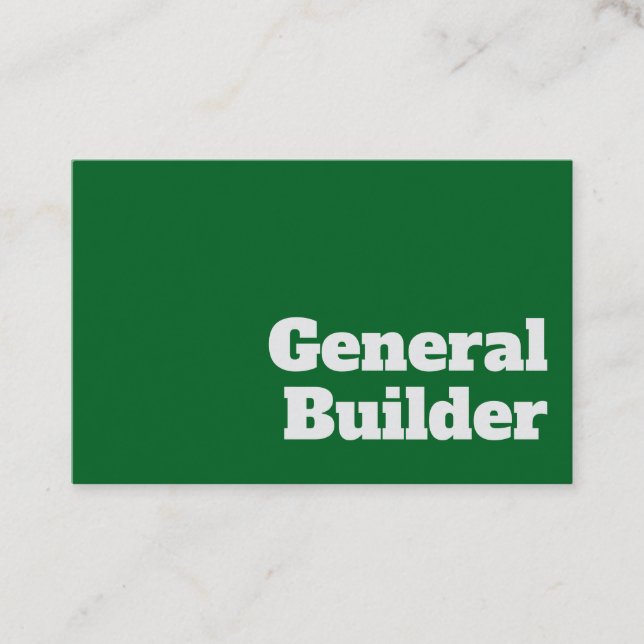 Bold & Clear General Builder Design Business Card (Front)