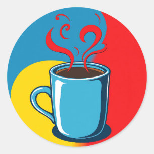 Bold Coffee Art with Exaggerated Swirls Classic Round Sticker