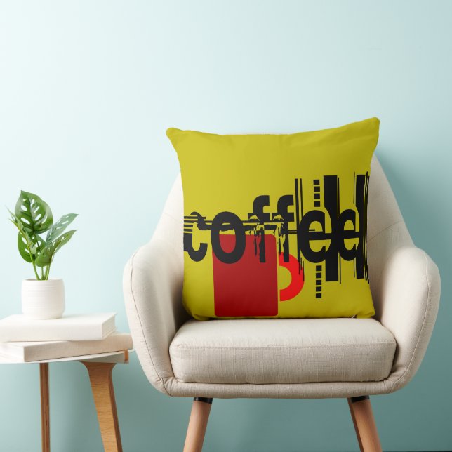 Bold Coffee Minimalist Graphic Throw Pillow (Chair)
